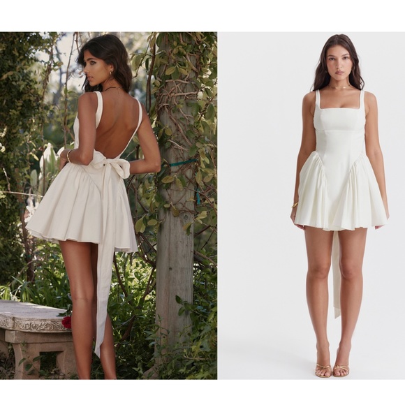 HOUSE OF CB 'Florianne' Ivory Bow Mini Dress NWOT size S - Picture 11 of 11